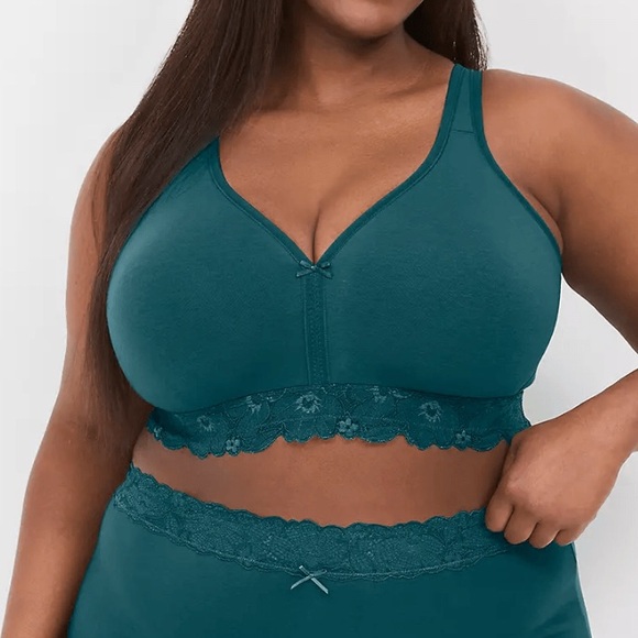Cacique Cotton Lace Trimmed Lightly Lined No Wire - Picture 1 of 4